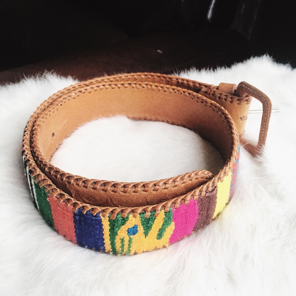 Guatemalan Belt Vegan Leather Fresh Color Embossed